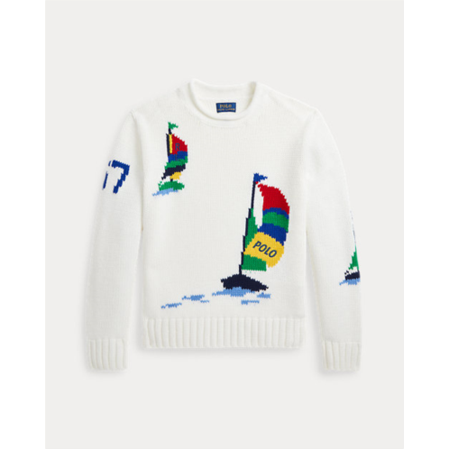 Girls 7-16 Sailboat Cotton Rollneck Sweater