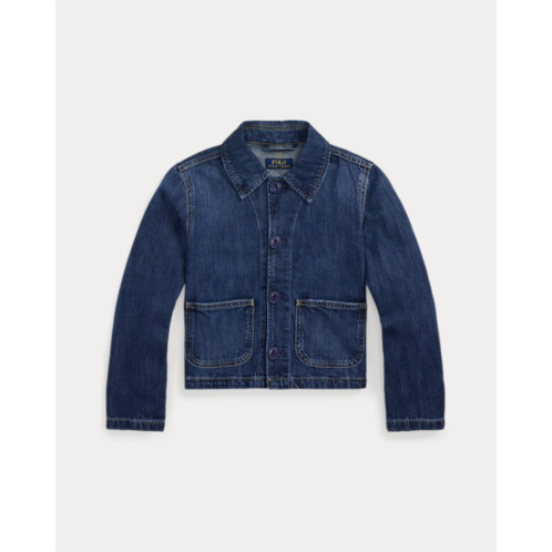 Girls 7-16 Logo Cotton Denim Boxy Jacket