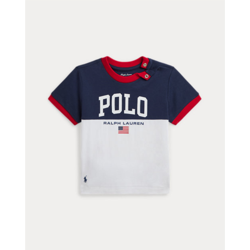 Polo Ralph Lauren Logo Color-Blocked Cotton Jersey Tee