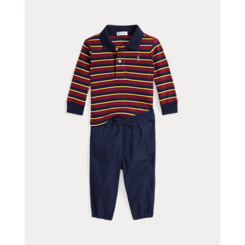 Polo Ralph Lauren Striped Polo Shirt & Poplin Pant Set