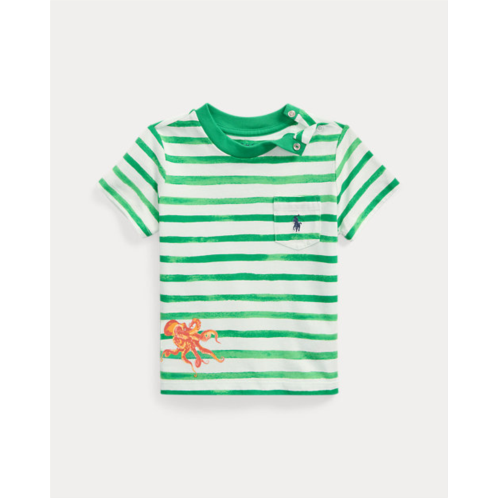 Polo Ralph Lauren Striped Octopus-Print Cotton Pocket Tee