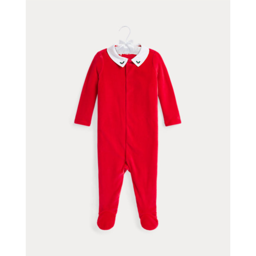 Polo Ralph Lauren Embroidered Velour Footed Coverall