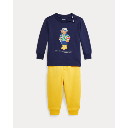 Baby Boy Polo Bear Jersey Tee & Fleece Pant Set