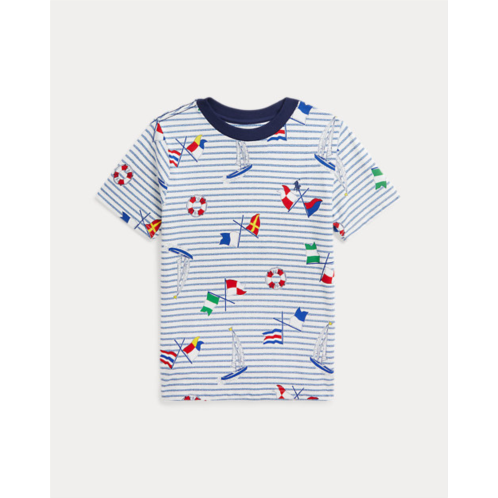 Polo Ralph Lauren Sailing-Print Striped Cotton Jersey Tee