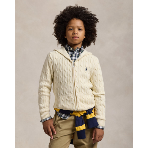 Boys 8-20 Cable Cotton Hooded Full-Zip Sweater