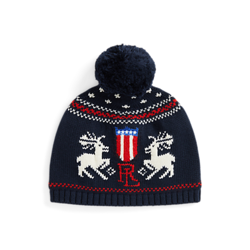 Polo Ralph Lauren Reindeer Cotton-Blend Pom-Pom Hat