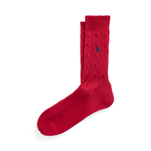 Polo Ralph Lauren Cable-Knit Cotton-Blend Crew Socks