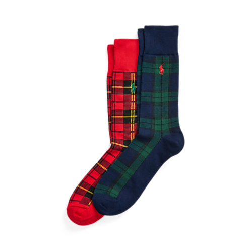 Polo Ralph Lauren Plaid Cotton-Blend Trouser Sock 2-Pack