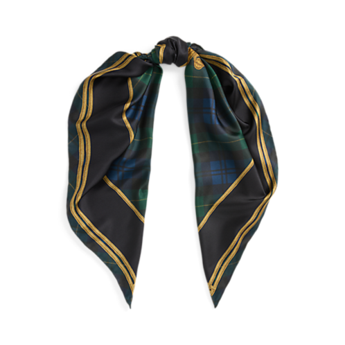 Polo Ralph Lauren Plaid Lion-Crest Silk Twill Square Scarf