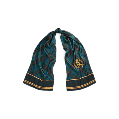 Polo Ralph Lauren Plaid Crest Silk Twill Wrap Scarf