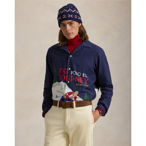 Polo Ralph Lauren Classic Fit Skier-Print Satin Camp Shirt