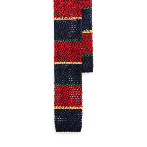 Polo Ralph Lauren Crest-Patch Striped Knit Silk Tie