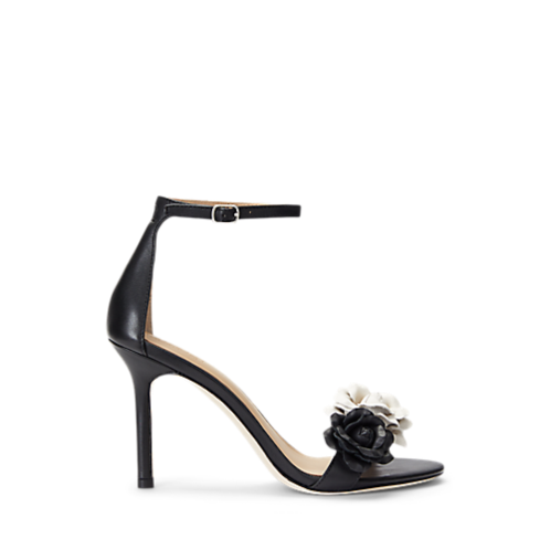 Polo Ralph Lauren Allie Floral-Trim Nappa Leather Sandal