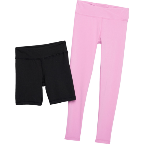 90 Degree by Reflex Big Girls Lux Madison Basic Tights and Lux Everyday High-Rise Bike Shorts Set