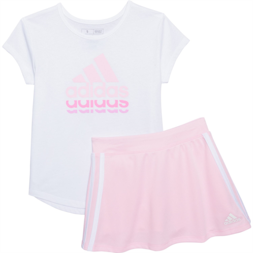 Adidas Little Girls C Graphic T-Shirt and Mesh Skort Set - Short Sleeve
