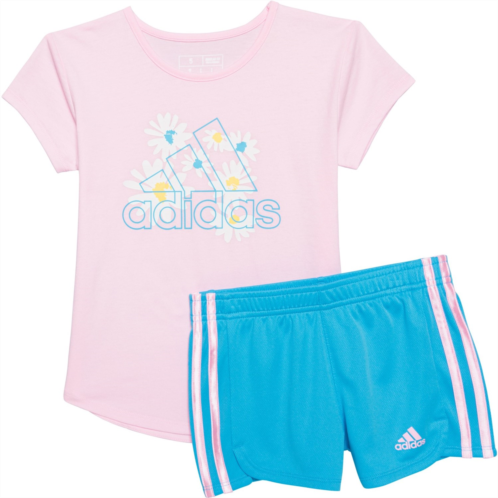 Adidas Little Girls C T-Shirt and 3-Stripe Shorts Set - Short Sleeve