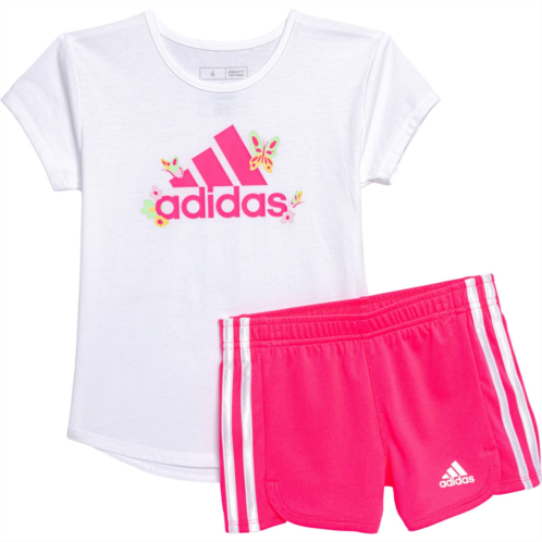 Adidas Little Girls T-Shirt and 3-Stripe Shorts Set - Short Sleeve