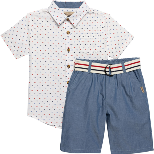 Bearpaw Little Boys Woven Shirt and Belted Shorts Set - Short Sleeve