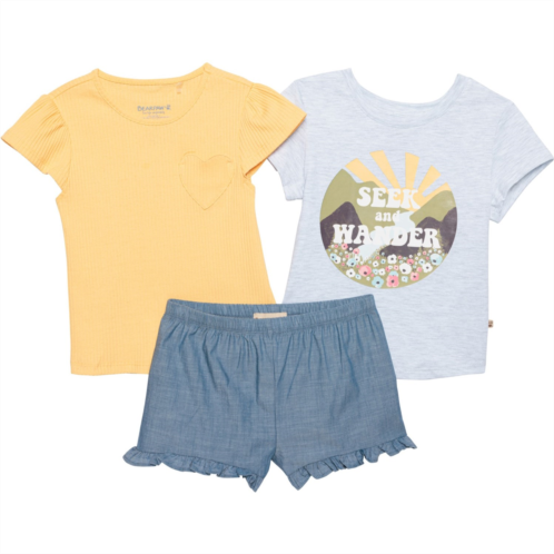 Bearpaw Little Girls Shirts and Shorts Set - 3-Piece, Short Sleeve