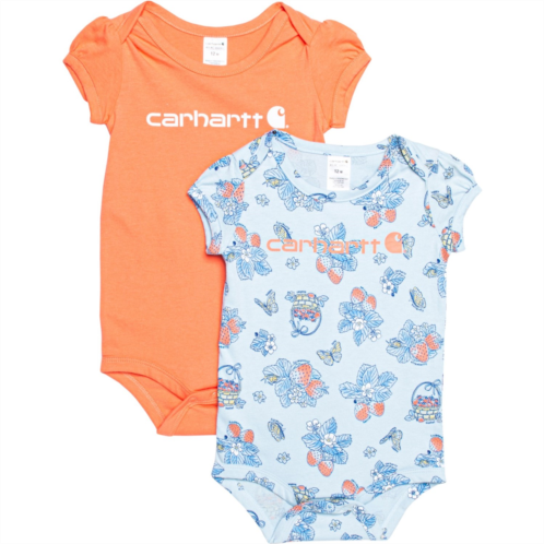 Carhartt Infant Girls CG9839 Strawberry Print Baby Bodysuits - 2-Pack, Short Sleeve