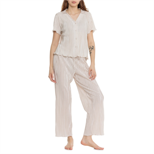 Danskin Plisse Satin Pajamas - Short Sleeve