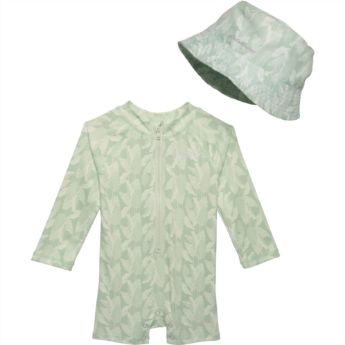 Eddie Bauer Infant Boys Rash Guard Bodysuit with Bucket Hat - UPF 30, Long Sleeve
