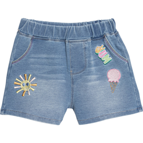 Flapdoodles Little Girls Embroidered Knit Denim Shorts
