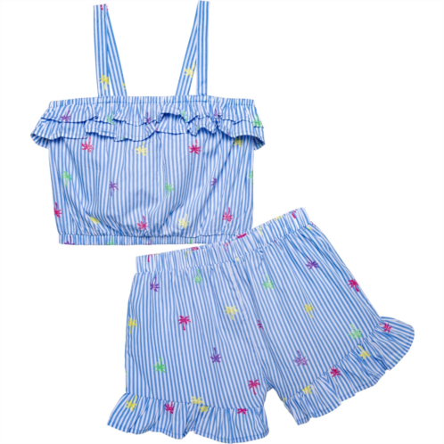 Flapdoodles Little Girls Glitter Screen Print Shirt and Shorts Set - Sleeveless