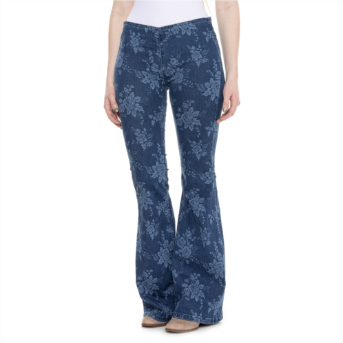 Free People Penny Pull-On Printed Flare Jeans