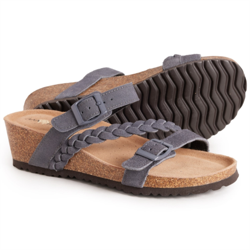 Gaahuu Asymmetric Braided Strap Wedge Sandals - Suede (For Women)