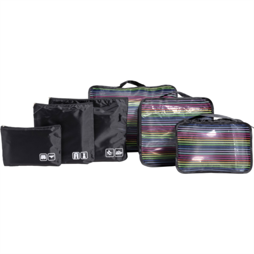 GFORCE Ultimate Traveling Packing Cube Bag Set - 6-Piece, Stripes-Black