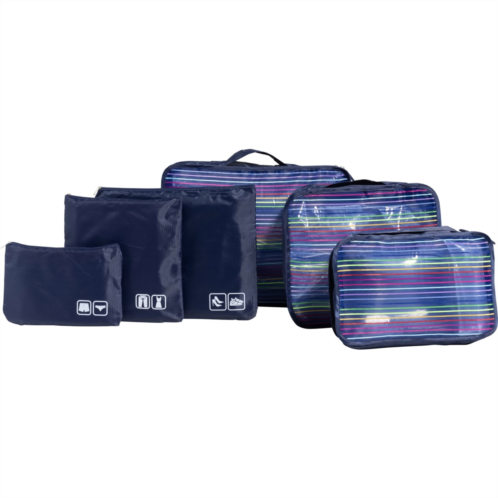 GFORCE Ultimate Traveling Packing Cube Bag Set - 6-Piece, Stripes-Blue