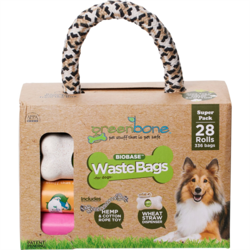 GREENBONE Dog Waste Bag with Dispenser and Rope Toy - 336 Count