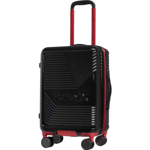Hurley 21” Kahuna Spinner Carry-On Suitcase - Hardside, Expandable, Black-Red