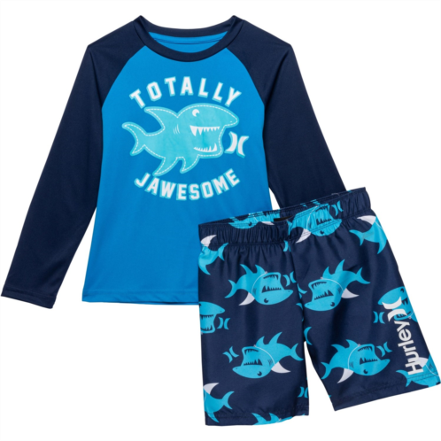 Hurley Little Boys Swim Shirt and Shorts Set - UPF 50+, Long Sleeve