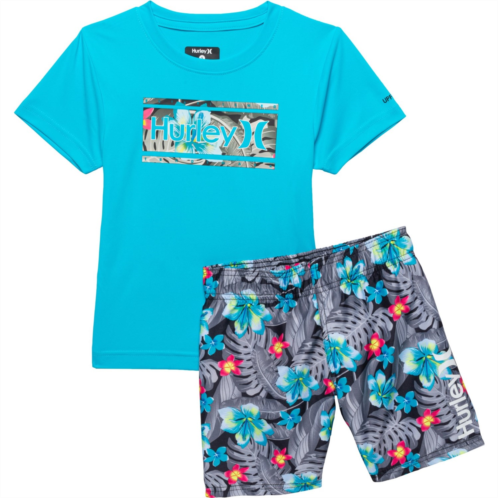 Hurley Little Boys T-Shirt and Shorts Swim Set - UPF 50+, Short Sleeve