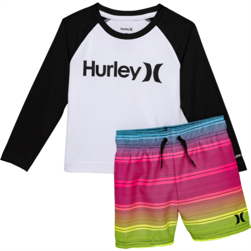 Hurley Toddler Boys Shirt and Swim Shorts Set - UPF 50+, Long Sleeve