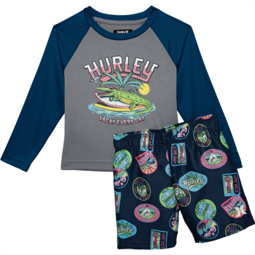 Hurley Toddler Boys Swim Shirt and Shorts Set - UPF 50+, Long Sleeve