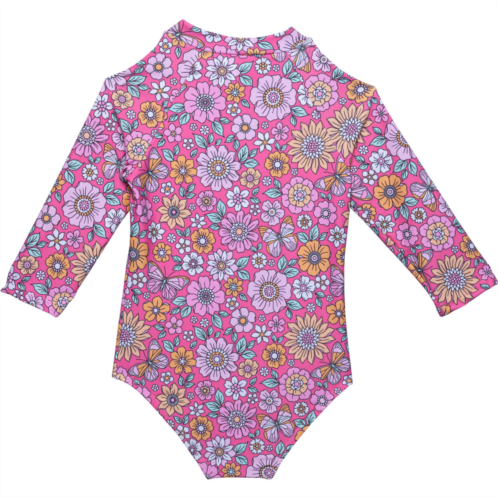 KENSIE GIRL Little Girls Floral Print Rash Guard Suit - UPF 50+, Long Sleeve
