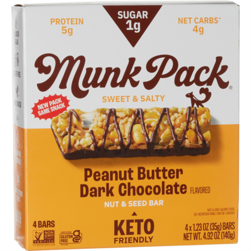 Munk Pack Peanut Butter, Dark Chocolate, Nut and Seed Bars - 4-Pack