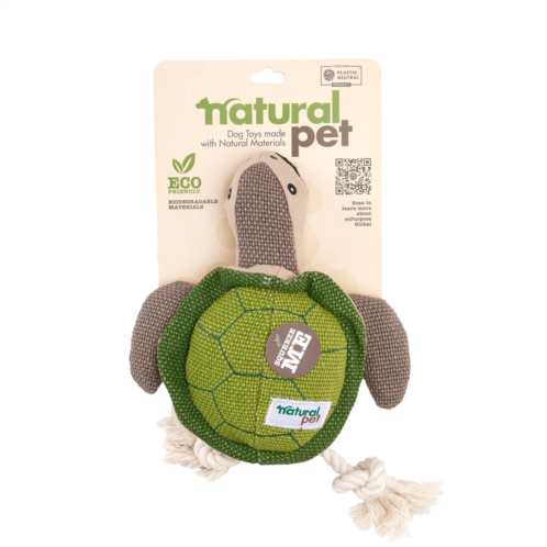 Natural Pet Turtle Canvas and Rope Dog Toy - 11”, Squeaker