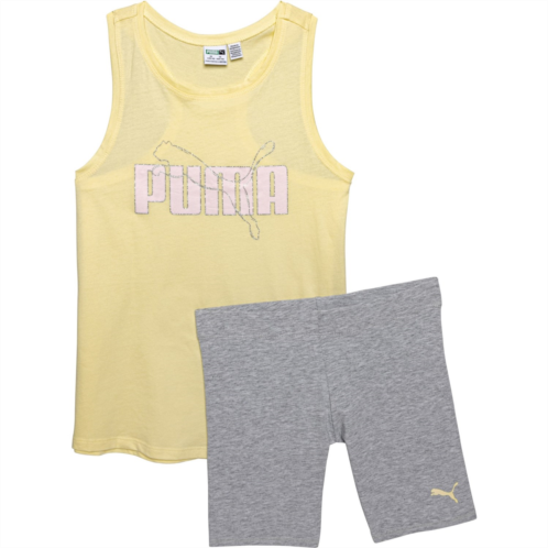 Puma Big Girls Cotton Jersey Tank Top and Bike Shorts Set