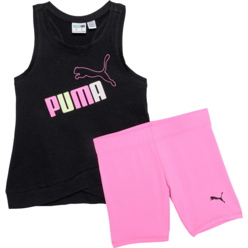 Puma Big Girls Cotton Jersey Tank Top and Bike Shorts Set