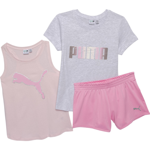 Puma Big Girls T-Shirt, Tank Top and Tricot Shorts Set - Short Sleeve