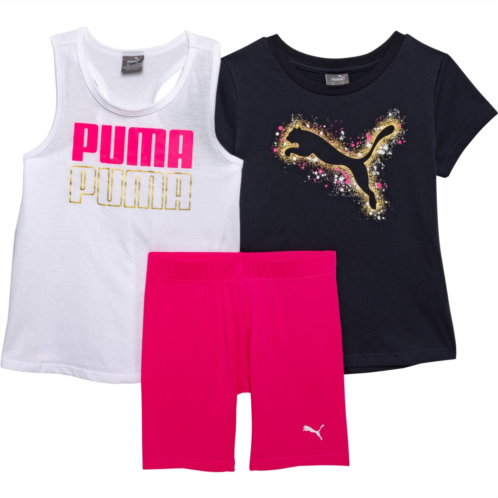 Puma Little Girls Jersey T-Shirt, Tank Top and Shorts Set - 3-Piece, Short Sleeve