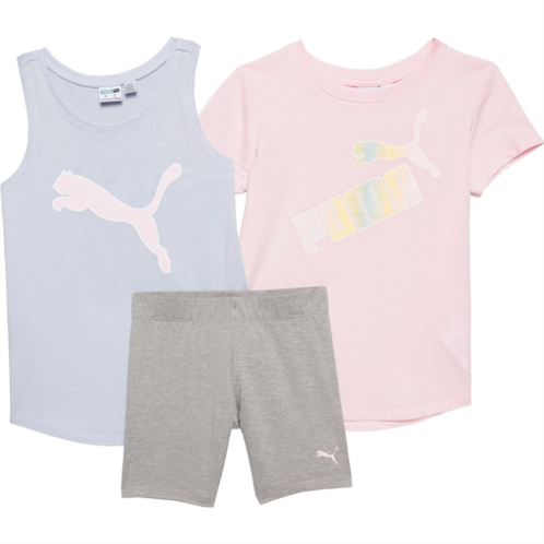 Puma Little Girls T-Shirt, Tank Top and Bike Shorts Set - 3-Piece, Short Sleeve