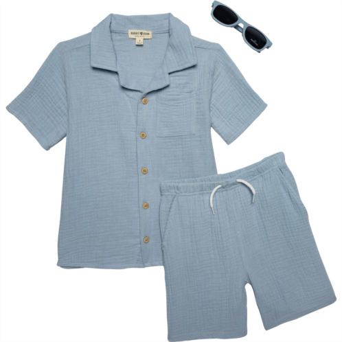 Rabbit + Bear Little Boys Gauze Shirt, Shorts and Sunglasses Set - 3-Piece, Short Sleeve