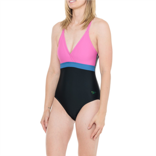Speedo Cross-Back One-Piece Swimsuit - UPF 50+