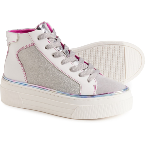 Steve Madden Girls Silver Glossy High-Top Sneakers