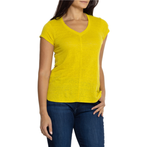 Tahari Linen V-Neck Shirt - Short Sleeve